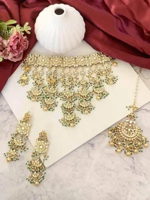 Statement Kundan Green Drops Choker