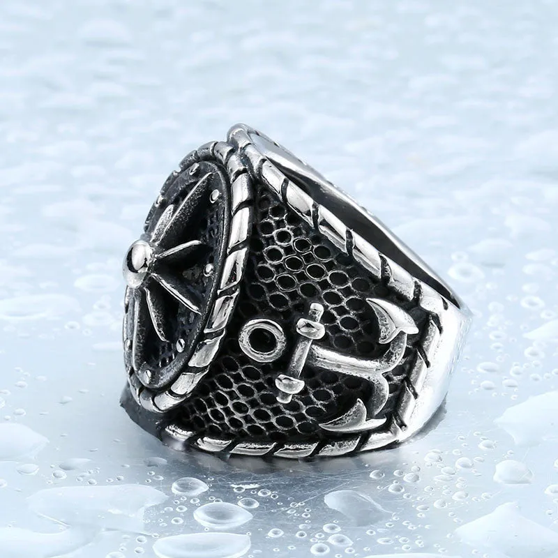 Steel soldier stainless steel anchor ring jewelry titanium steel men punk ring popular hot sale ring