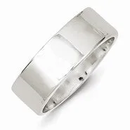 Sterling Silver 7mm Flat Wedding Band Ring