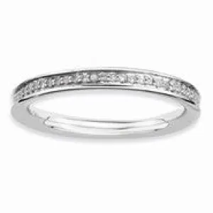 Sterling Silver & Diamonds Polished Ring