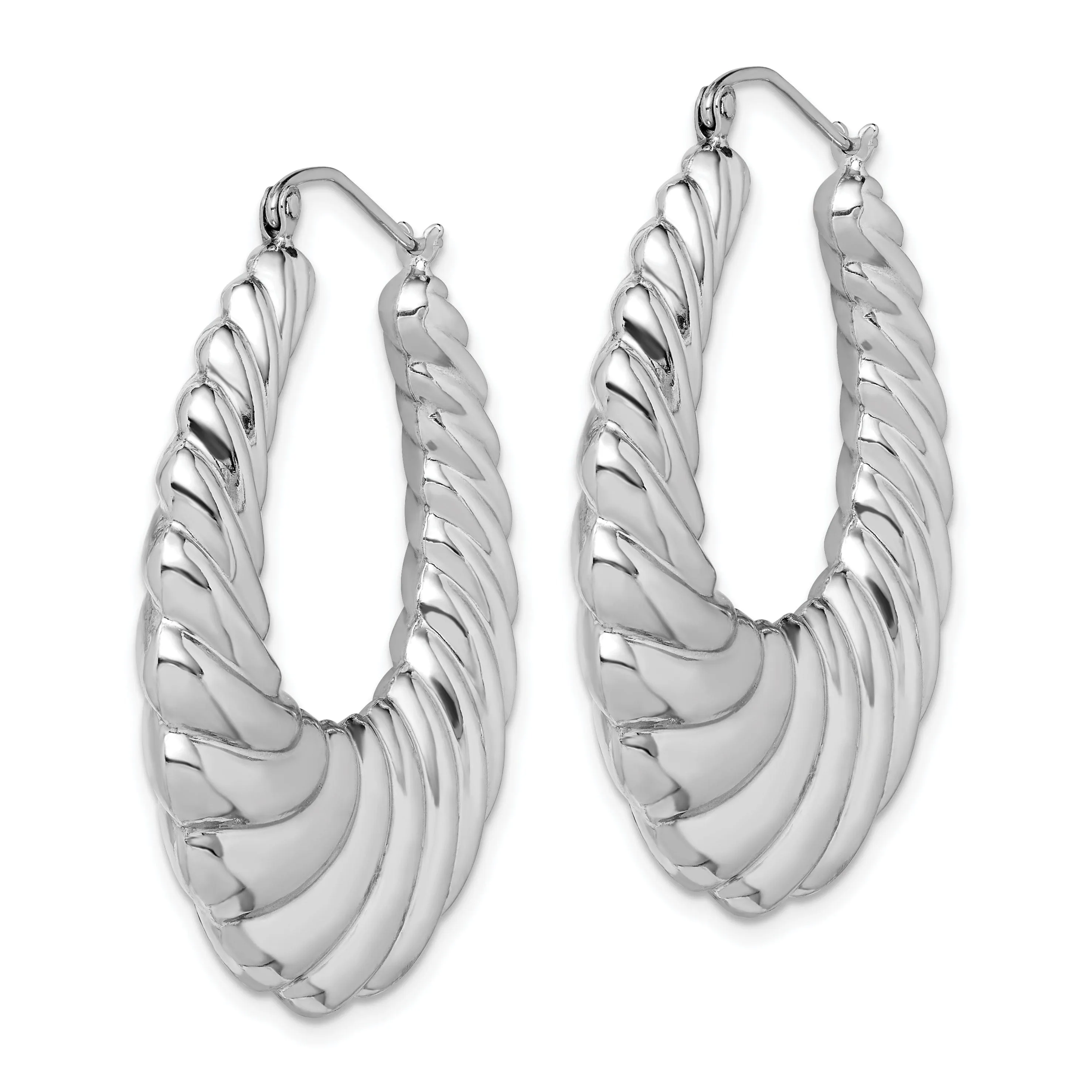 Sterling Silver Fancy Shrimp Hoop Earrings