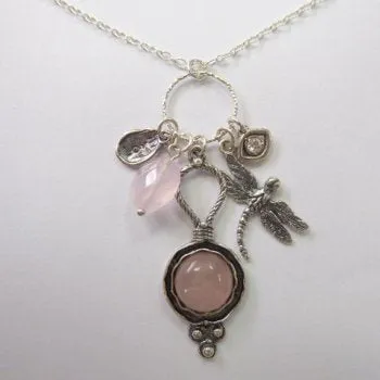 Sterling Silver gemstones charms necklace love luck designer jewelry