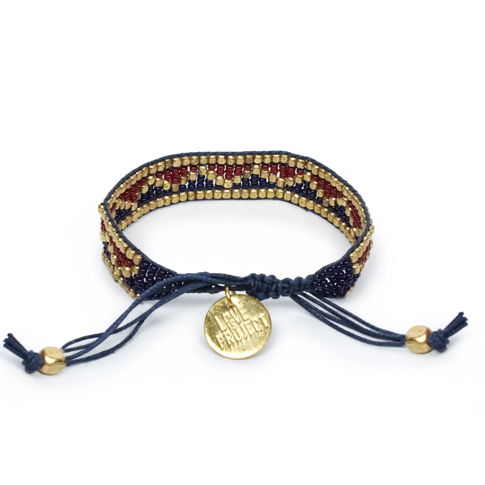 Taj Beaded Bracelet - Navy Blue & Red