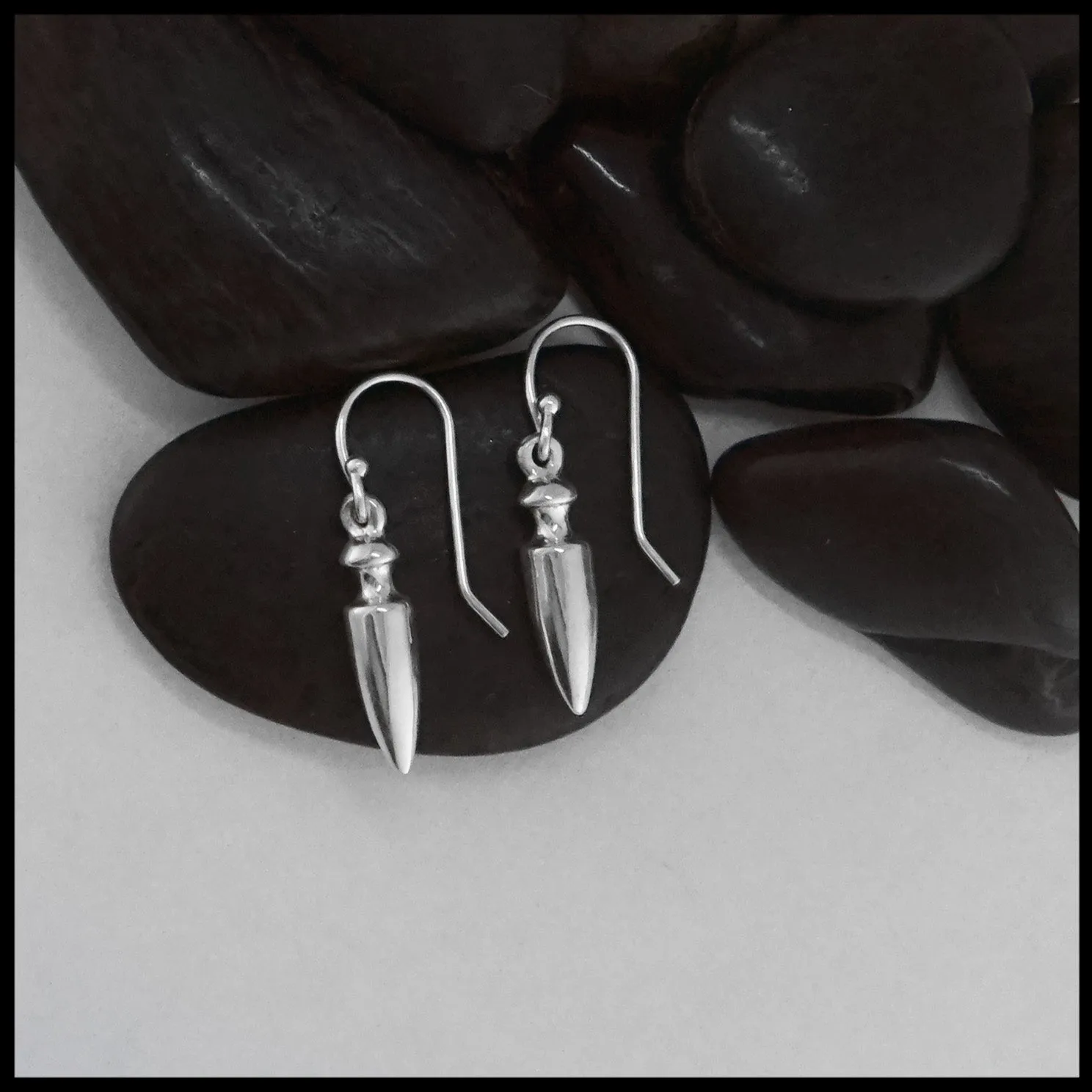 Tapered Drop Earrings in Silver