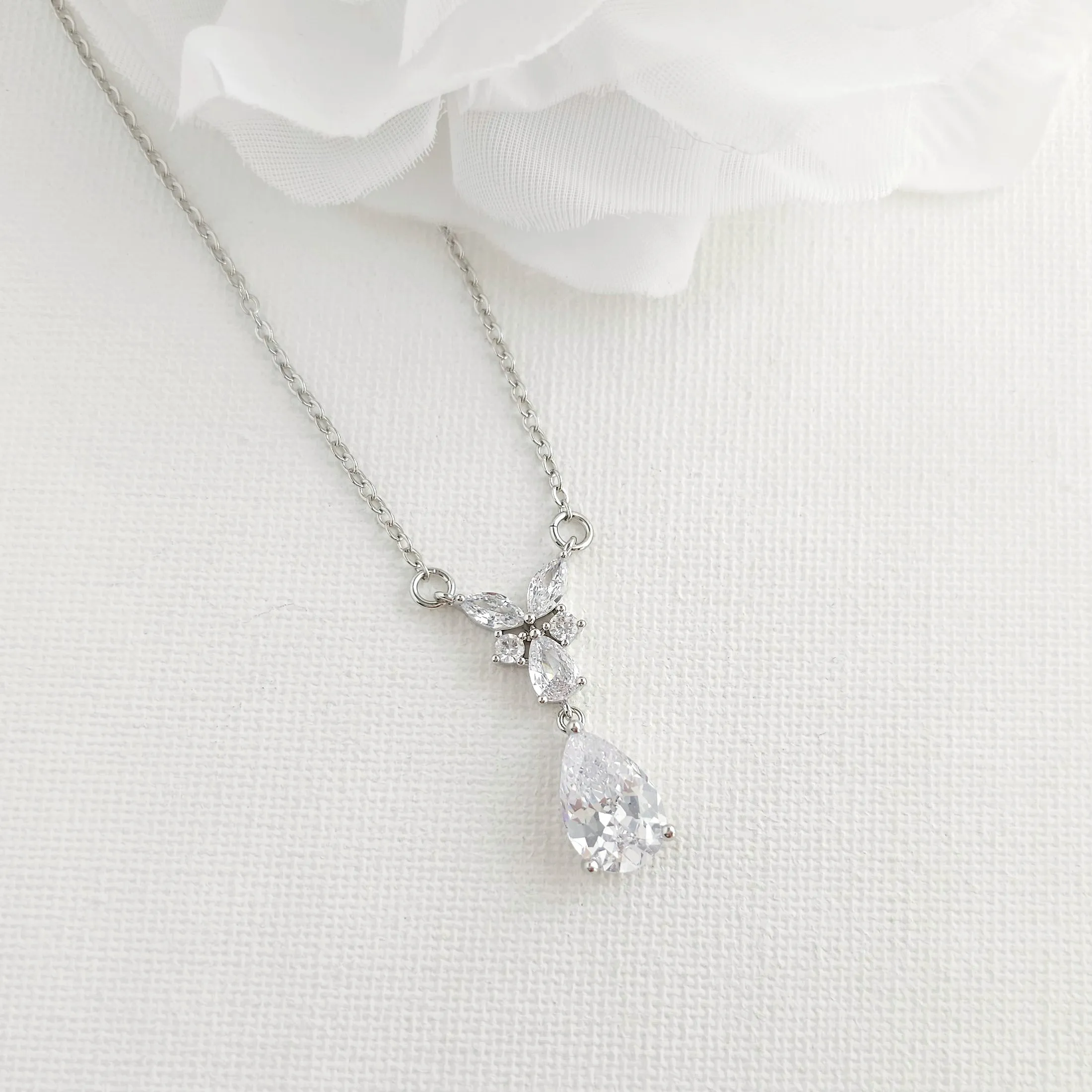 Teardrop Marquise Pendant Necklace for Wedding and Occasions-Anne