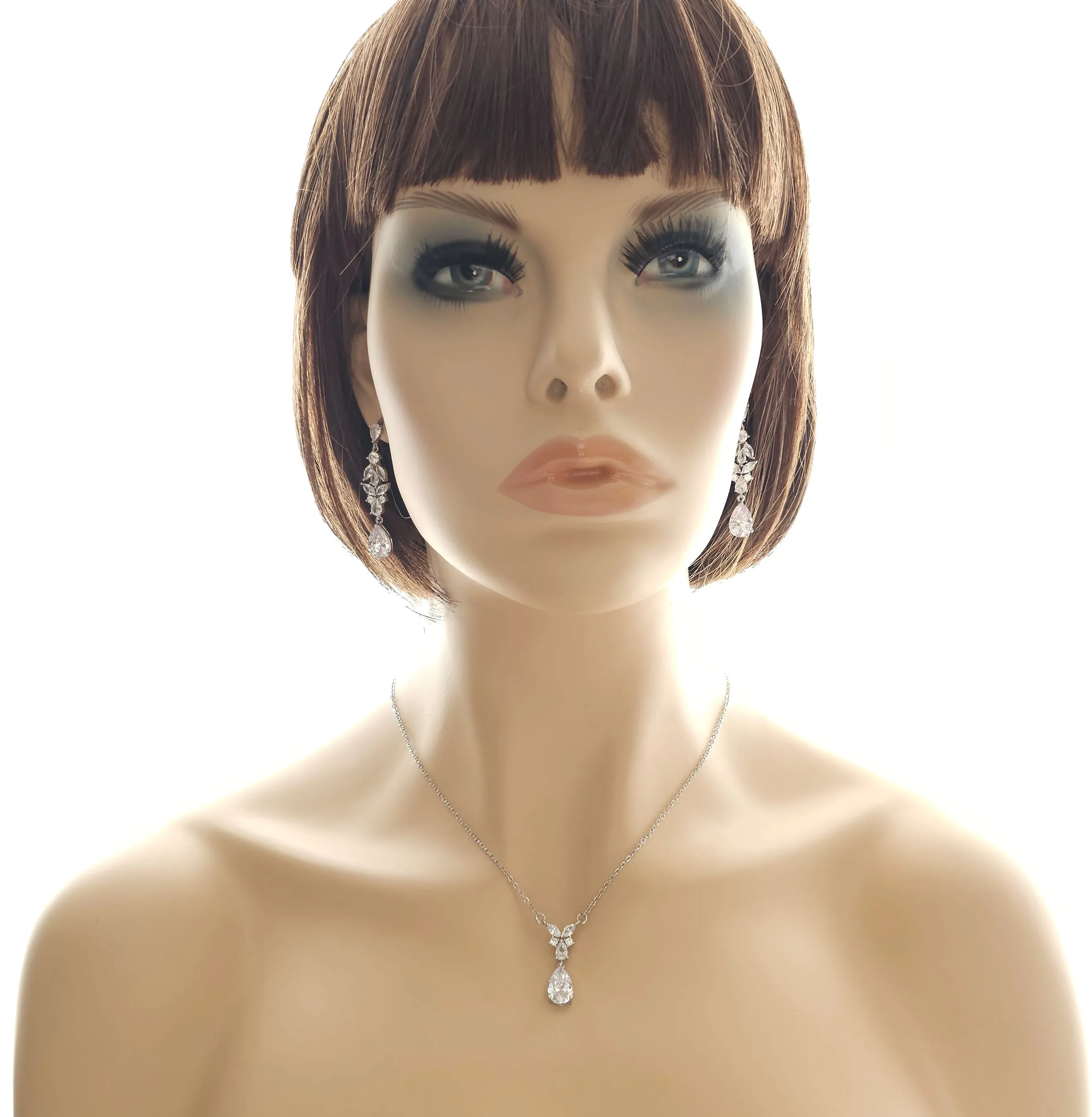 Teardrop Marquise Pendant Necklace for Wedding and Occasions-Anne