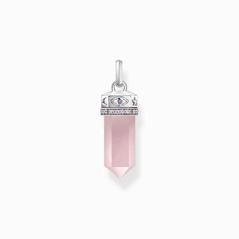 Thomas Sabo Silver Hexagonal Pendant with Rose Quartz