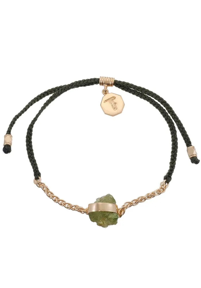 Tiger Frame Gold Chain & Cord - Olive With Peridot