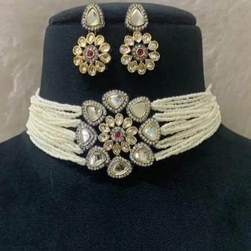 Triangular Moti Choker And Earring Set