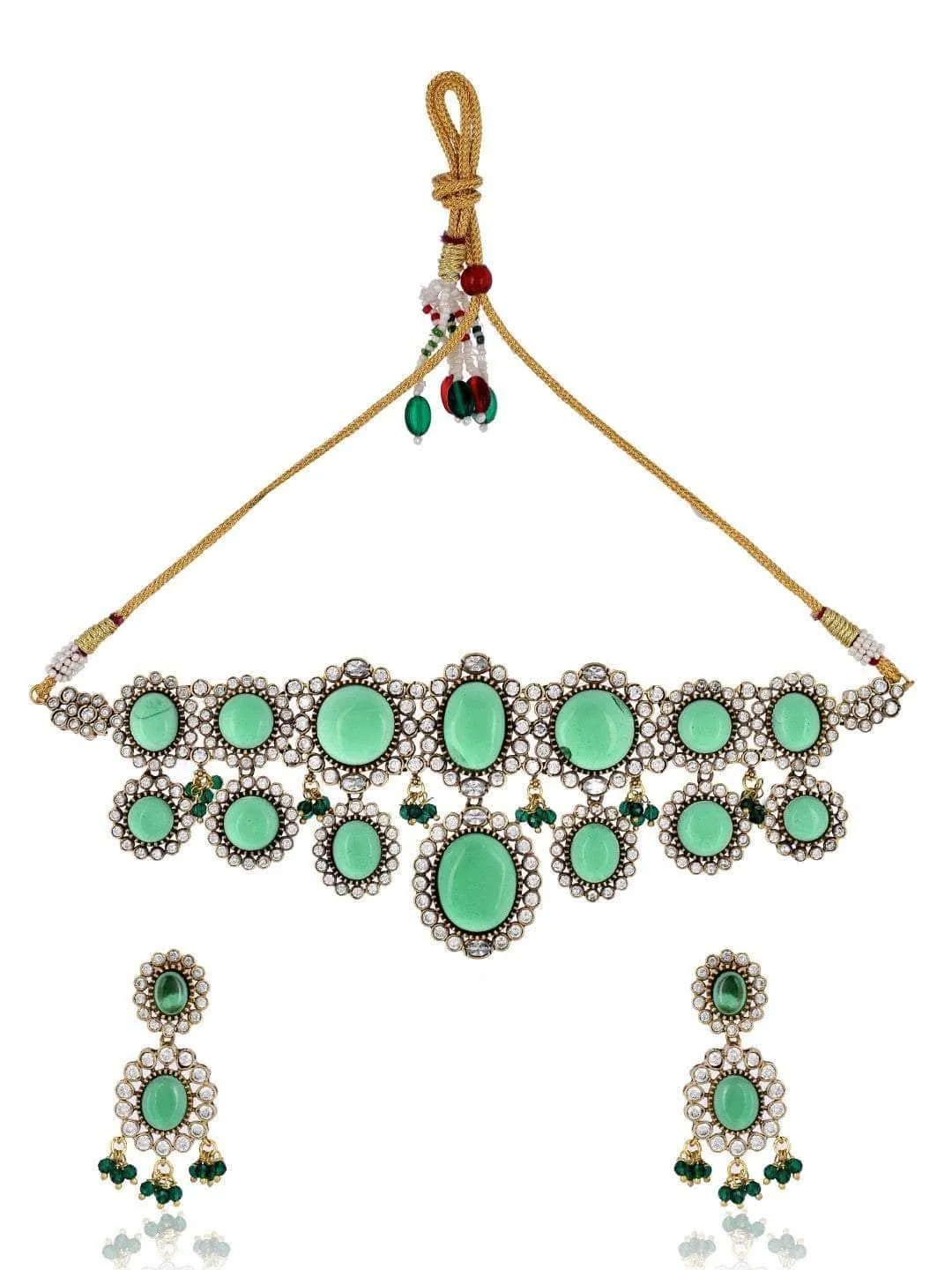 Turquoise Kundan Pearl Necklace Set