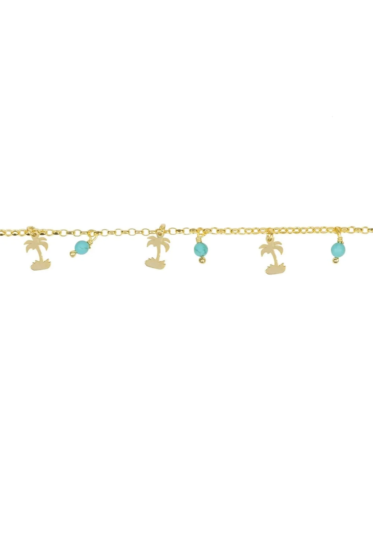 Turquoise Palm Tree Gemstone Bracelet Gold