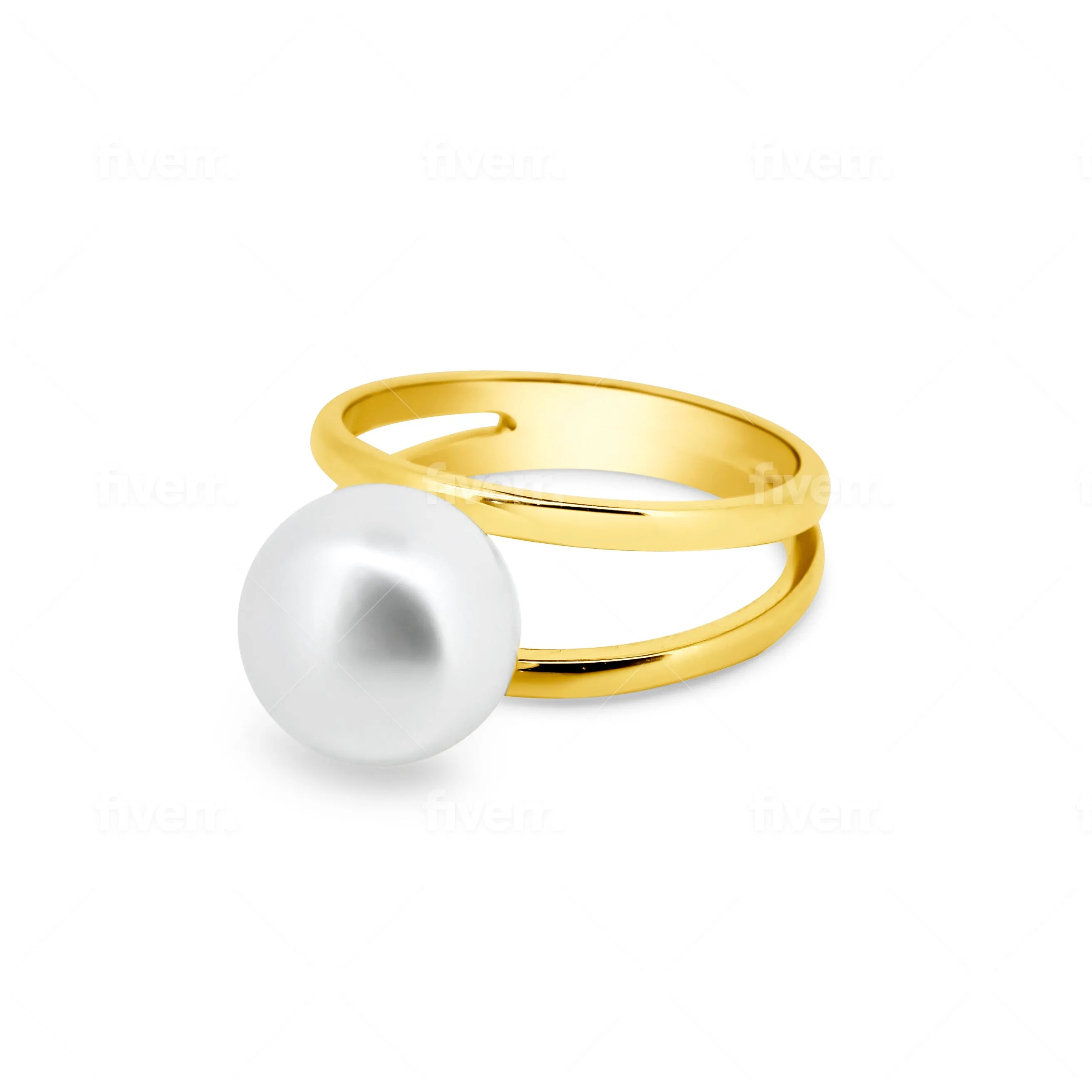 Twin Reflection Pearl Ring Gold