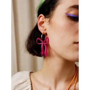 Wolf & Moon : Bow Hoops in Magenta