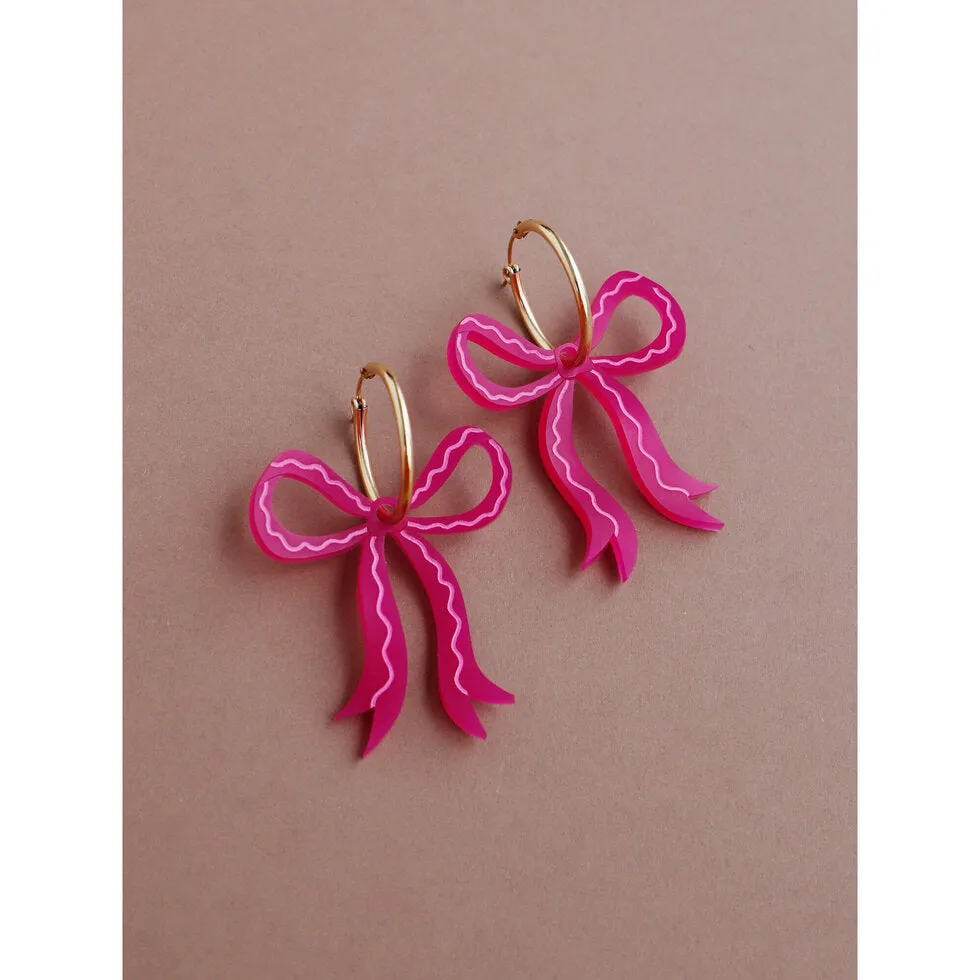 Wolf & Moon : Bow Hoops in Magenta