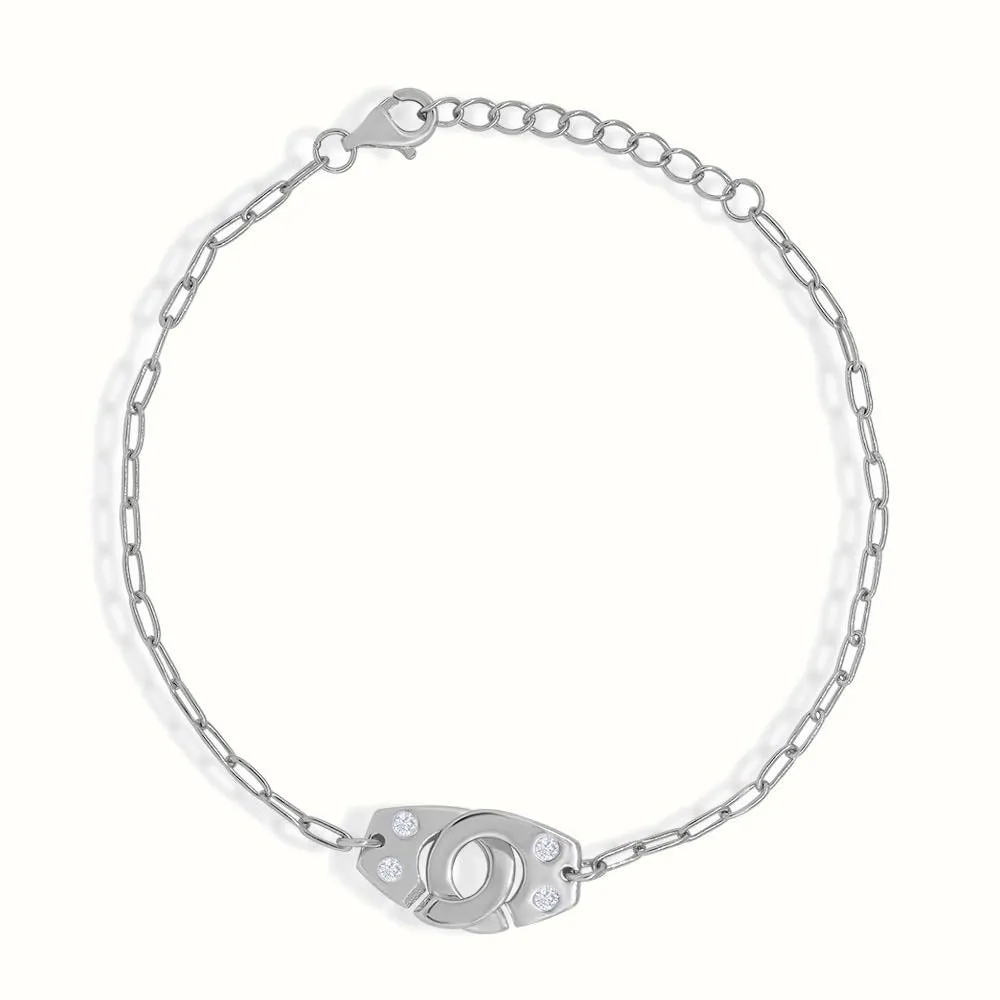 Women's Vermeil Diamond Locked Handcuff Bracelet